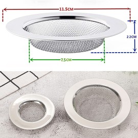 2 Pack Tomario Stainless Steel Kitchen Sink Strainer, Standard Sink Drain Protector Hair Catcher for Kitchen Bathroom Shower Kitchen Dishwasher Safe (External Diameter 11.5cm, Inner Diameter 7.5cm)