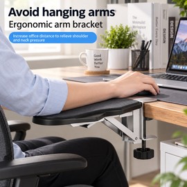 Desk Arm Rest for Keyboard & Mouse Use – Foldable 180° Rotating Plastic Armrest Extender with Wrist Support for Workstations