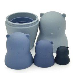 PAPU BABY Matryoshka Silicón para Bebés y Niños Pequeños. Matrioska. Juguete Didáctico. Muñeca Rusa (Azul)