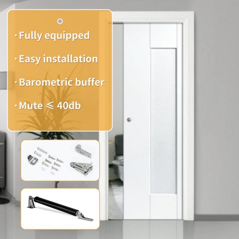 Hutomwua Silent door closer, pneumatic buffer, locatable (Black)