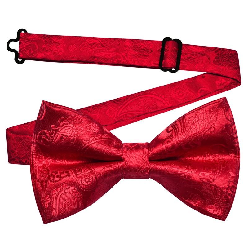 Gusleson Paisley Red Bow Tie Pocket Square Set for Wedding