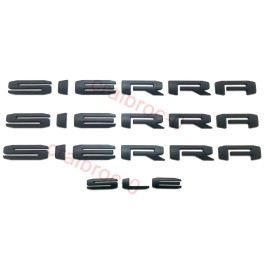 GMC 4pcs Matte Black SIERRA SLE Letters Nameplate Emblem for Sierra1500 2500 2500HD