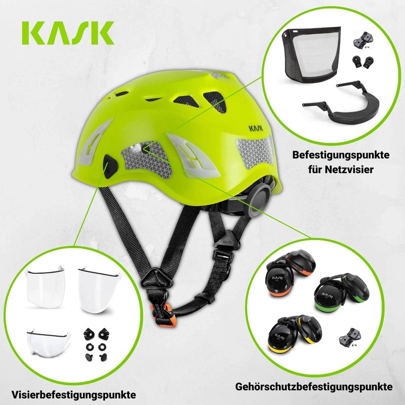 KASK Superplasma HI VIZ Safety Helmet with Rotating Wheel, Reflective