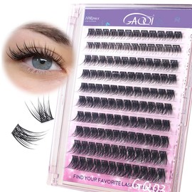 GAQQI Lash Clusters, Cluster Eyelash Extensions 110 Cluster Lashes, Wispy Volume Eyelash Clusters 10-14mm, Multilayered 3D Fluffy Individual Lashes, Soft and Thin Band (3D-GQ08)