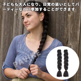 PAVIKE Wig Extension (Set of 2) Extensions Braid Braid Hair Extensions Braid Cornrow Braid Hip Hop Dance Black Hair Hip Hop Reggae Dance Hair Arrangement 24 inch/60 cm 100g/pcs (Black)