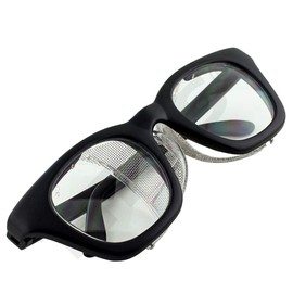TITUS G12 Retro Style Safety Glasses Soft Folding Stainless Steel Mesh OR Color Matched Side Shield (Black Frame/Magnifier 2.0x Lens, Glasses Only)