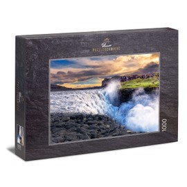 Ulmer Puzzleschmiede - Jigsaw Puzzle "Iceland's Wild Water" - Classic 1000 Piece Landscape Puzzle - The Impressive Dettifoss Waterfall in Iceland, Film Backdrop and Largest Waterfall in Europe