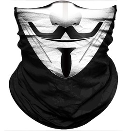 Obacle Skull Face Mask Sun UV Dust Wind Protection Tube Mask Seamless Bandana Skeleton Face Mask for Men Women Bike Riding Motorcycle Cycling Biker Outdoor Festival (Men Black White Face Smile)