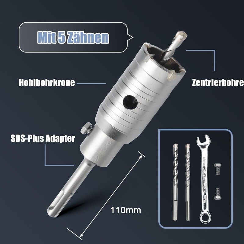 45 mm Drill Bit Set with SDS Plus Adapter 110