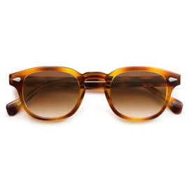 SOJOS Retro Small Round Sunglasses for Men Women Trendy Circle Style UV400 Lenses Unisex Sun Glasses SJ2251, Yellow Tortoise Frame/Brown Grading Lens