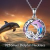 KZX Dolphin Necklaces 925 Sterling Silver Crystal Dolphin Pendant Ocean