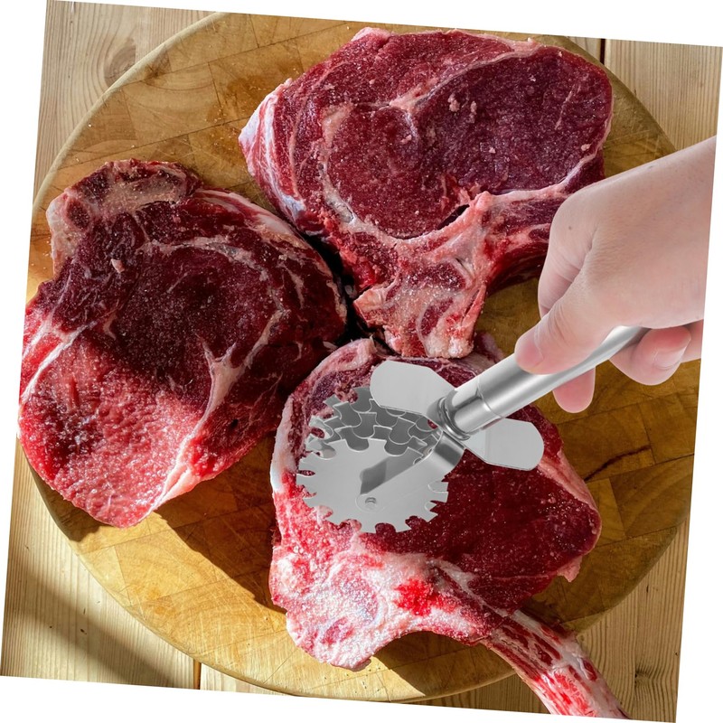 OHPHCALL 1Pc Stainless Steel Meat Tenderizer Tool Wheel Design for
