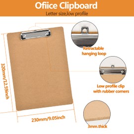 Clipboards 20 Pack Happyhapi Letter Size Clip Boards with Low Profile Clip Standard A4 Size 12.5 x 9 Inch Hardboard for 8.5x11 Inch Paper, Brown, Office School Classroom Supplies