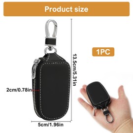 SopwMap Key case, car key case, car key case, faux leather key case, car key cover, made of PU leather with zip for optimal protection, black