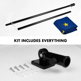 UD_G128 - 6 Feet Tangle Free Spinning Flagpole (Black) Alaska Flag Brass Grommets Embroidered 3x5 ft (Flag Included) Aluminum Fl