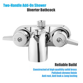Bathcock Clawfoot Tub Shower Diverter Kit, 3 3/8" Centers, Vintage Bathtub Faucet, MIP Inlet, Shower Riser Outlet, Chrome
