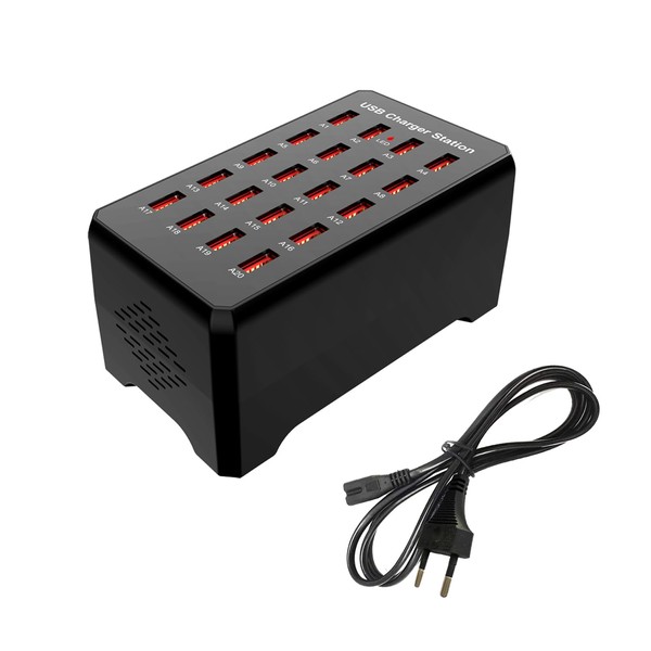 Balabaxer USB Charging Station, 20-Port 100W/20A Multiple Charger, Charger for