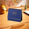 Small 2025 Desk Calendar,Blue Standing Flip Desktop Calendar,Daily Schedule Tiny