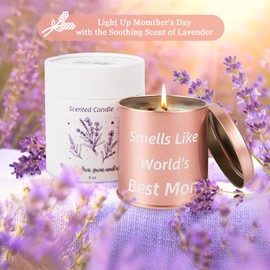 HOHOTIME Gifts for Mom from Daughter Son Kids, Mothers Day Gifts for Mom, Mother’s Day Gift Ideas Lavender Scented Candles, Birthday Gift for Mom, Soy Wax with Cotton Wick, 9oz Tin Candle