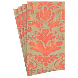 Caspari Palazzo Paper Guest Towel Napkins in Coral, Two Packs of 15
