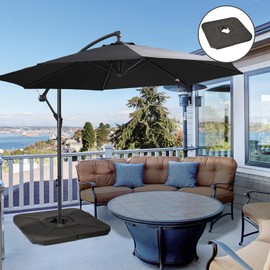 Outsunny 4-Piece 175lb Cantilever Patio Umbrella Base Weights for Offset Hanging Umbrella, HDPE Water or Sand Filled Umbrella Weights for Cross Base Stand, Brown