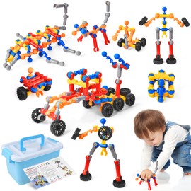 Vicloon Kids STEM Building Toys, 135 Pcs Building Blocks Montessori Toys, Fine Motor Skills Toys, Kids Learning Educational Construction Toys for Boys Girls 3 4 5 6 7 Year Old - Gift