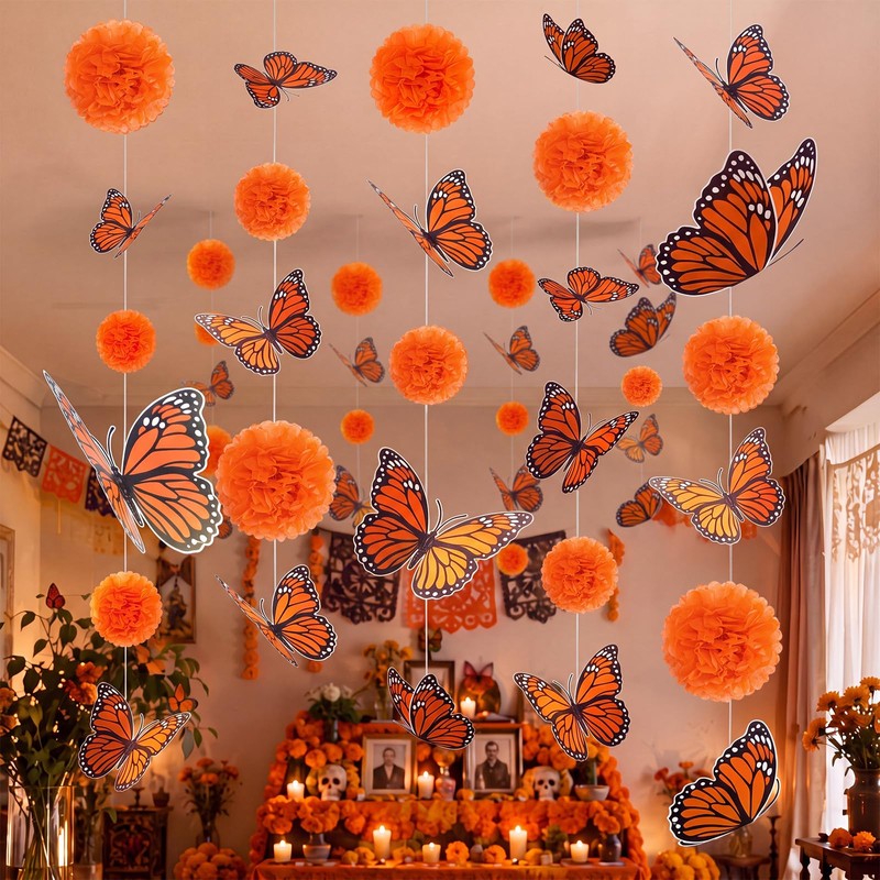 Yinder 25 Pcs Large Monarch Butterfly Decorations 3 Sizes Orange