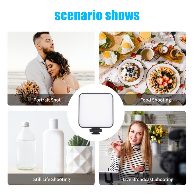 LED Camera Light Dimmable 2500K to 6500K 1200mAh Rechargeable Portable