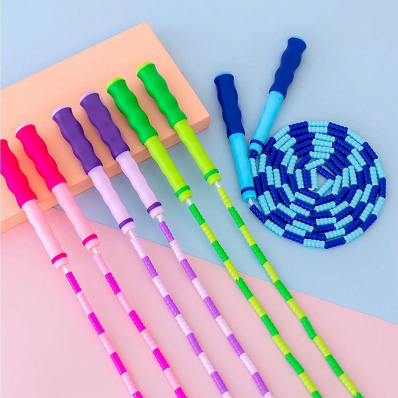 Jump Rope Comfortable Grip Adjustable Durable Lightweight Safe Beaded Skipping