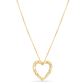 LeCalla Sterling Silver 18K Gold-Plated Diamond-Cut Heart Reversible Necklace for Women Teen