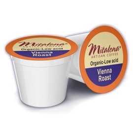 Mitalena Vienna Roast Low Acid Organic Coffee Pods - Medium Roast for Keurig K-Cup Maker - Small Batch Artisan, Avoid Heartburn and Acid Reflux - 12 Cups