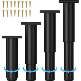 Metal Adjustable Furniture Legs 5.12-9.45 inch, Wlrrcwdttc Sofa Legs Cabinet Legs Adjustable Height Replacement Support Legs for Bed/Couch/Dresser/Chair/Coffee Table, Legs for Furniture Set of 4-Black
