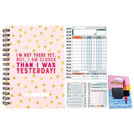 Workout Log Gym - XL & XS Gym, Fitness, and Training Diary - Set Goals, 1000 Exercises, Track 100 Workouts and Record Progress, Premium Diary. (X-SMALL (A6), Pink "...Not There Yet")