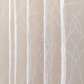 Tree Branch Patterned Curtains 84 Inch Long for Living Room 2 Panel Back Tab Pocket Woodland Semi Blackout Custom Beige Linen Colored Curtain for Bedroom Aesthetic Stylish Trendy 52x84 Length Apricot