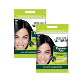 Kit Garnier Nutrisse Retocador de Raíz 1.0 Negro Intenso, Pack de 2 Unidades, 100% Cobertura de Canas, Aplicación en 15 Minutos, Tinte Permanente, Res