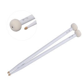 2Pcs Drum Mallet Kit Non Slip Wooden Handle Felt Head Drum Sticks For Bass Drums Timpani Snare Drums(White) Performance Accessory