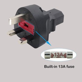 RIIEYOCA UK Plug to IEC C13 Adapter,IEC320 C13 Female to UK England BS1363 3 Prongs Plug Adapter Converter for Desktop PC, Monitors, Printers - Black (2 Pack)