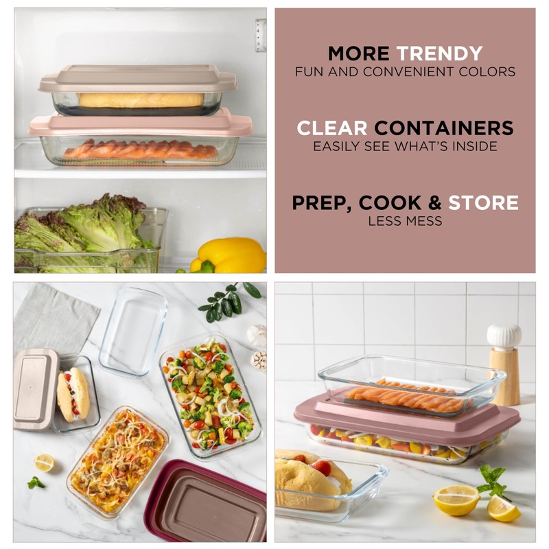 COOK WITH COLOR 8-Piece Deep Glass Baking Dish Set with