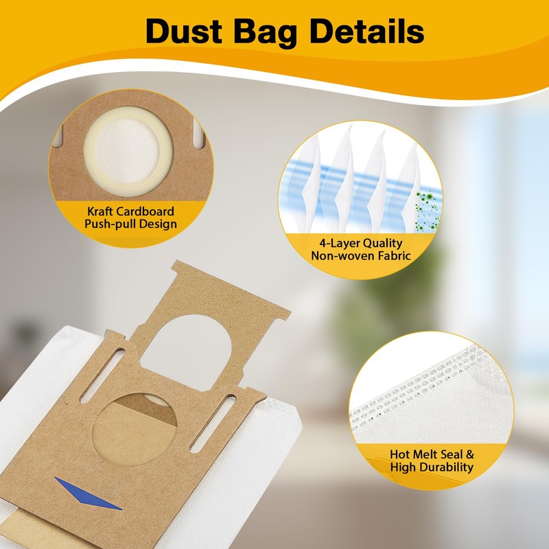12 Pack Vacuum Dust Bags for Yeedi K781+ Vac Station,