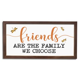 EDCTO Friendship Wooden Frame Signs, Fall Decoration, Best Friend Wood Sign, Rustic Wall Decor, Home Decor Signs, Thanksgiving Gifts for Best Friend, Friends are the Family We Choose Sign