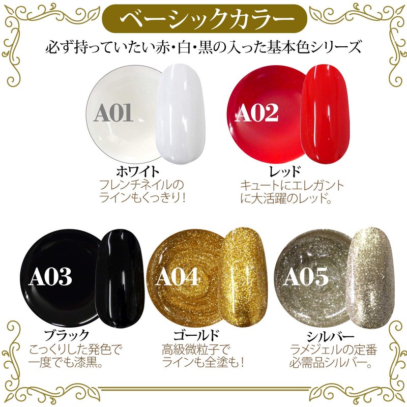 NailRecipe Nail Gel Nail Color Gel, Set of 5 Colors,