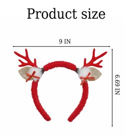 Tisbonsy Glitter Red Reindeer Antlers Headband with Bow & Snowflake - Christmas Hair Accessory for Women, Girls, Teens | Xmas Party Costume