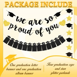 Graduation Photo Banner We are So Proud of You Banner Pre-Strung K-12th Graduations Picture Banner for Grad Decorations Class of 2025 Party Supplies