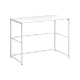 Modern 40\"L White Laminate Metal Computer Desk Contemporary Home Office with Left Right Set-up Storage Drawers for Laptop Workcolor: as Pic Color