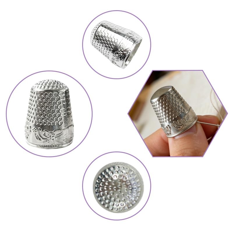 8Pcs Sewing Thimbles for Hand Sewing – 4 Gold &