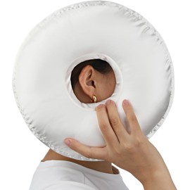 BNRendles Satin Ear Piercing Pillow Removable Cover for Side Sleepers Ear Pain Luxury Cnh Silky Ear Pillow with Holes Washable Side Sleeping Pillows Support Head Ivory