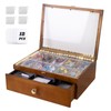 Card Display Case with Battery-Powered LED Strip, Graded Card Display, Sports Card Case, Holds 50+ Graded Cards, Wood Storage Box with Drawer, Dividers, Fits Toploader & Slabs