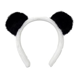 Panda Headbands for Girls Fluffy Animal Ears Headband Cute Headbands for women Washing Face Panda Hair Accessories (Black White, One Size)