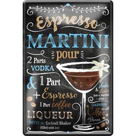 Schilderkreis 24 - Tin Signs Cocktail Recipe "Espresso Martini" Decorative Metal Sign for All Bar Counter or Pub Owners Gift for Birthday or Christmas 20 x 30 cm