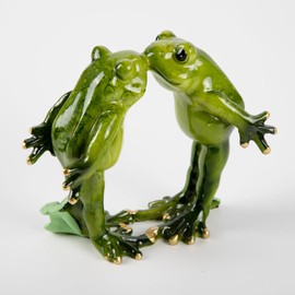 SAISHUO Kissing Frog Couple Figurine Romantic - 1 Set Frog Statues Unique Animal Tabletop Shelf Decoration for Home Garden Patio and Office
